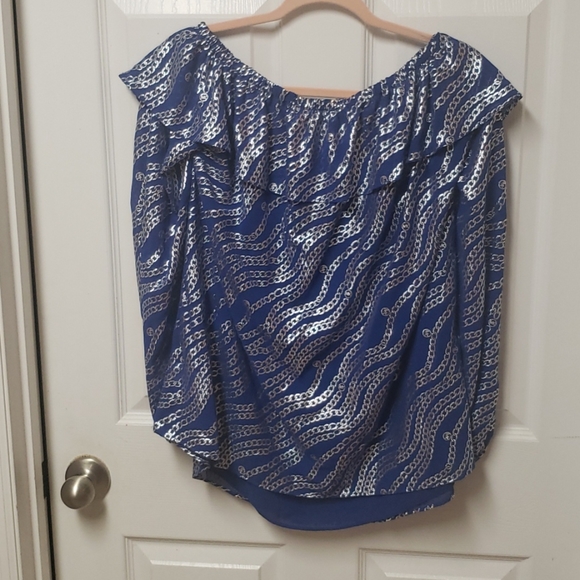 Michael Kors  Foil Chain Ruffle Off The Shoulder - Picture 7 of 10